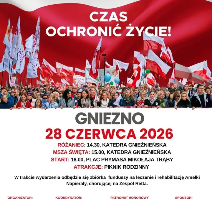 Marsz dla Życia i Rodziny w Gnieźnie już w najbliższą niedzielę