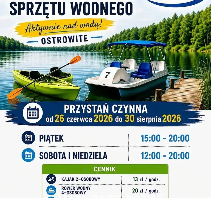 Wakacje nad Jeziorem Ostrowickim – kajaki i rowery wodne czekają