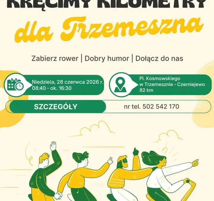 Wspólna przejażdżka rowerowa z Trzemeszna do Czerniejewa – kręć kilometry dla miasta!