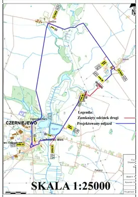 Zamknięcie drogi Czerniejewo – Nidom w dniach 23–25 czerwca