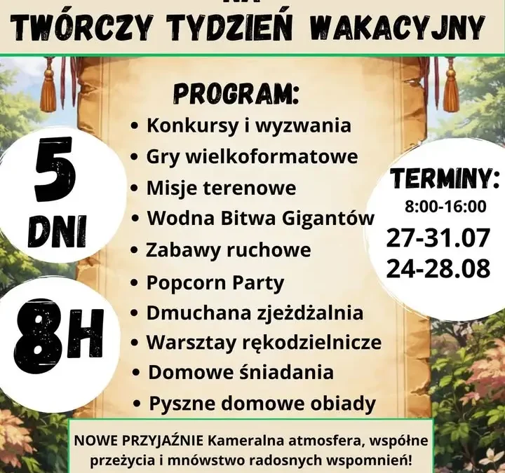 Kreatywny Tydzień Wakacyjny w Fałkowie – warsztaty dla dzieci 5–12 lat