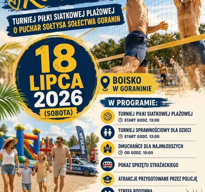Piknik Rodzinny i Turniej Siatkówki Plażowej w Goraninie już 18 lipca