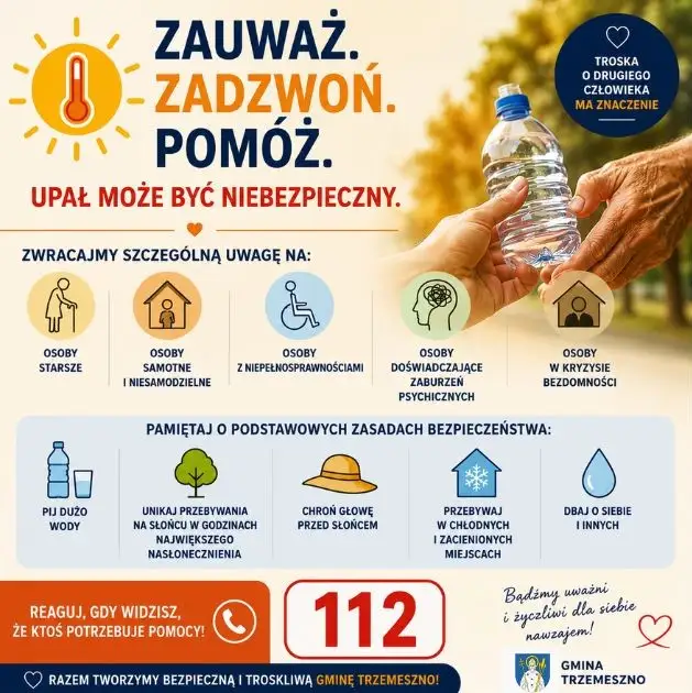 Upały w Trzemesznie – apel o pomoc dla najbardziej narażonych