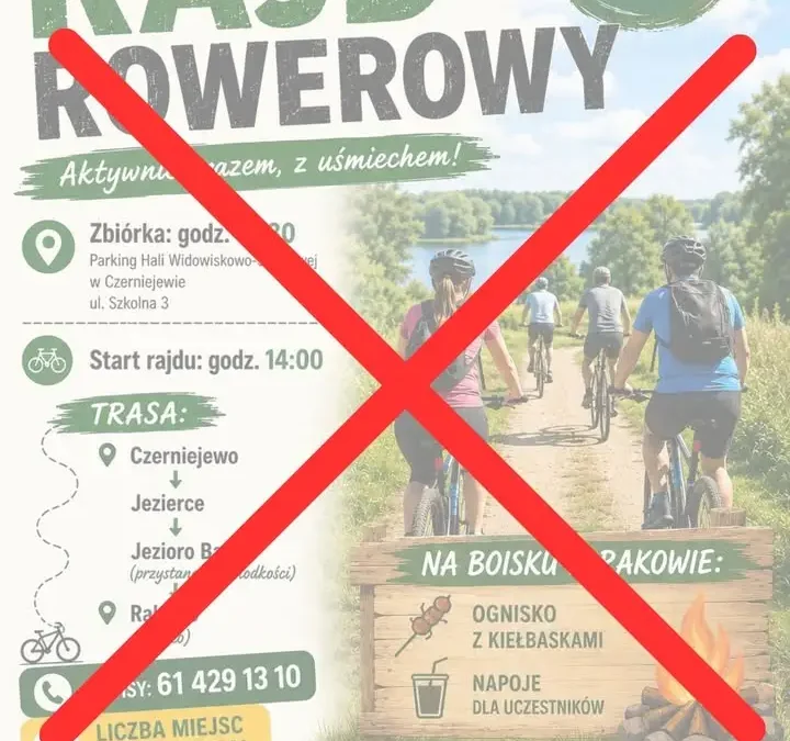 Rajd rowerowy w gminie Czerniejewo odwołany z powodu upałów