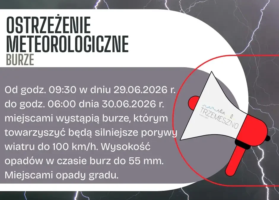 Ostrzeżenie meteorologiczne: silne burze z gradem i porywistym wiatrem