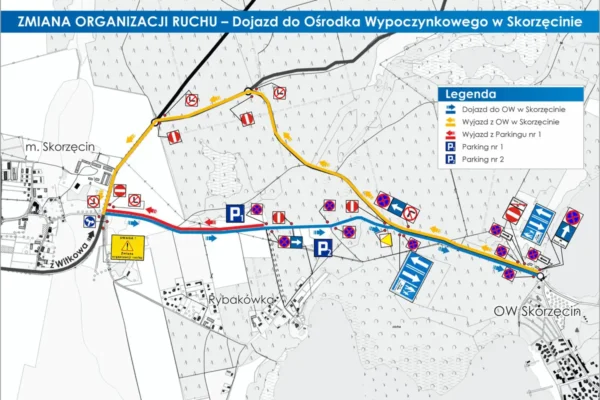 Sezonowa zmiana organizacji ruchu na drogach do OW Skorzęcin od 17 czerwca