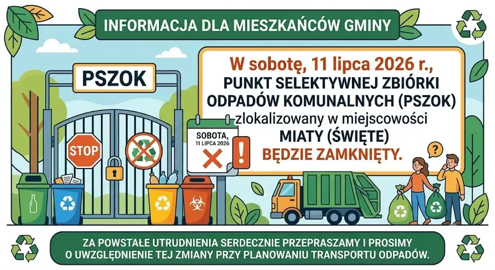 PSZOK w Miatach zamknięty w sobotę 11 lipca