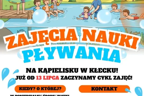 Nauka pływania na kąpielisku w Kłecku – start 13 lipca