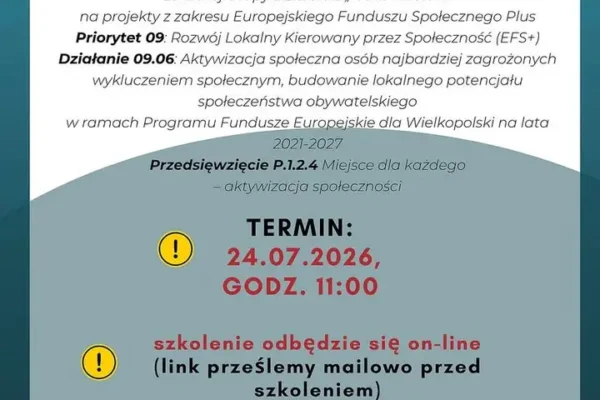 Szkolenie przed naborem z EFS+ dla mieszkańców gminy Czerniejewo