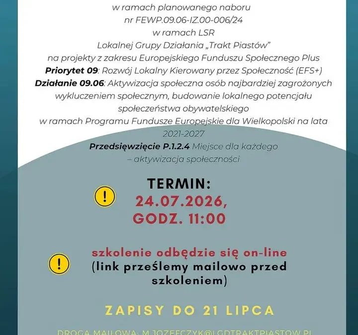 Szkolenie przed naborem z EFS+ dla mieszkańców gminy Czerniejewo
