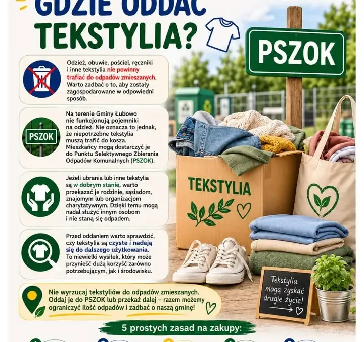 Segregacja tekstyliów w Gminie Łubowo – gdzie oddać odzież i pościel?