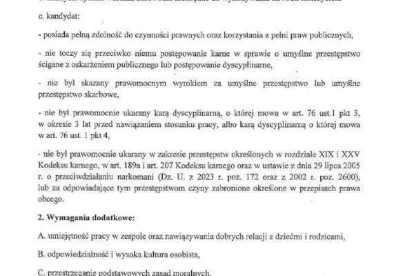Nabór na nauczyciela wspomagającego w Szkole Podstawowej w Czerniejewie
