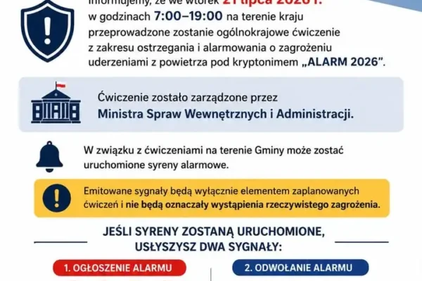 Ogólnokrajowe ćwiczenia „ALARM 2026” – syreny w Gminie Witkowo