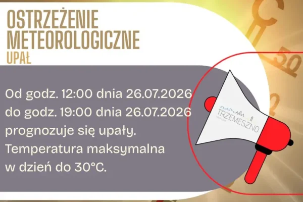 Ostrzeżenie meteorologiczne: upał w niedzielę 26 lipca