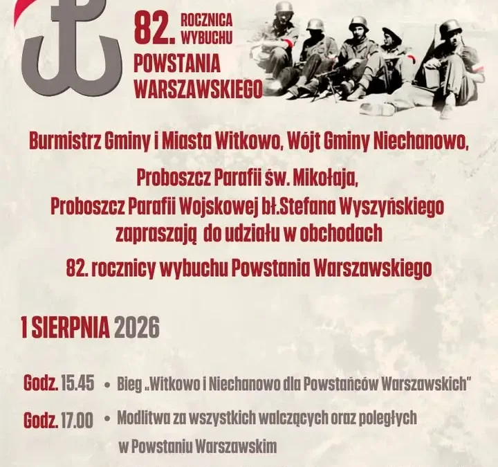 82. rocznica Powstania Warszawskiego: uroczystości i bieg w Witkowie i Niechanowie