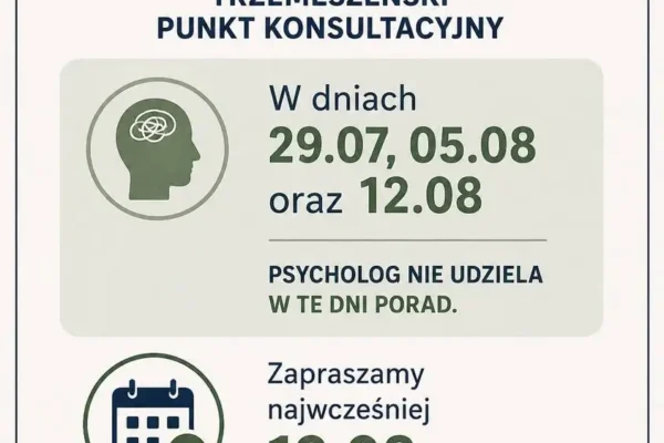 Psycholog w Trzemesznie nie udzieli porad w wybrane dni sierpnia