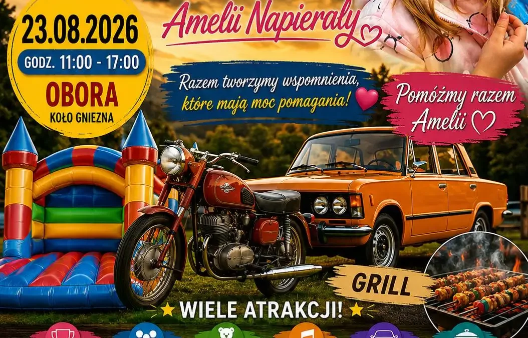 Charytatywna niedziela w Gminie Gniezno: klasyki motoryzacji i atrakcje dla Amelki