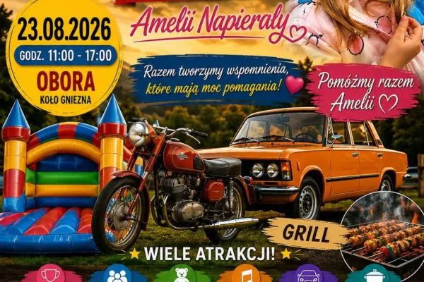 Charytatywna niedziela w Gminie Gniezno: klasyki motoryzacji i atrakcje dla Amelki