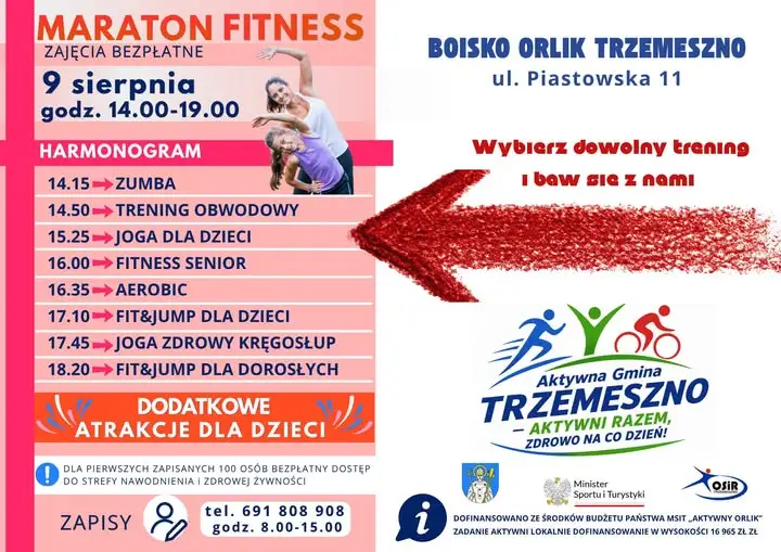 Maraton Fitness i Otwarty Dzień Sportu na Orliku w Trzemesznie – 9 sierpnia