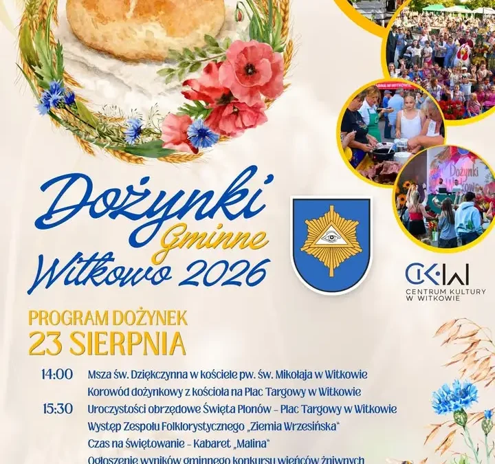Dożynki Gminne Witkowo 2026 – święto plonów na Placu Targowym