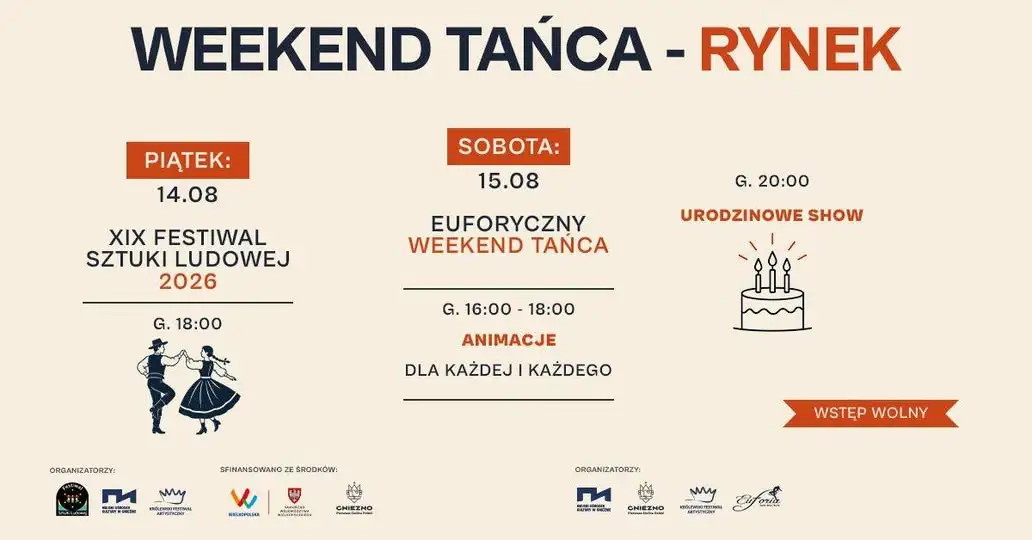 Taneczny weekend na gnieźnieńskim Rynku: folklor, zumba i jubileuszowy spektakl