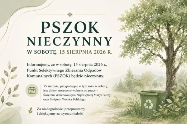 PSZOK w Trzemesznie nieczynny 15 sierpnia – ważna informacja dla mieszkańców
