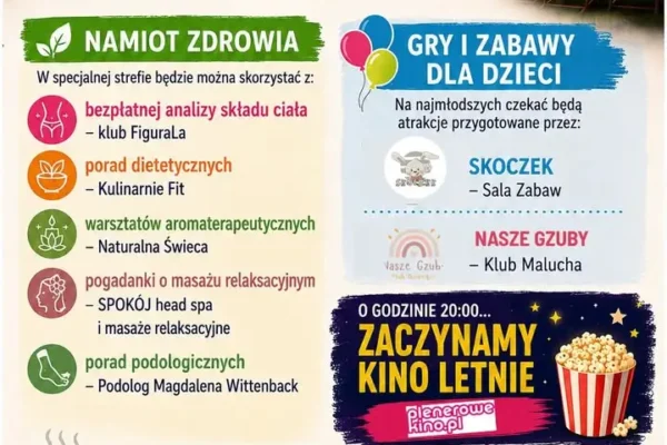 Wieczór filmowy i strefa zdrowia w Osińcu – sołectwo zaprasza 4 września