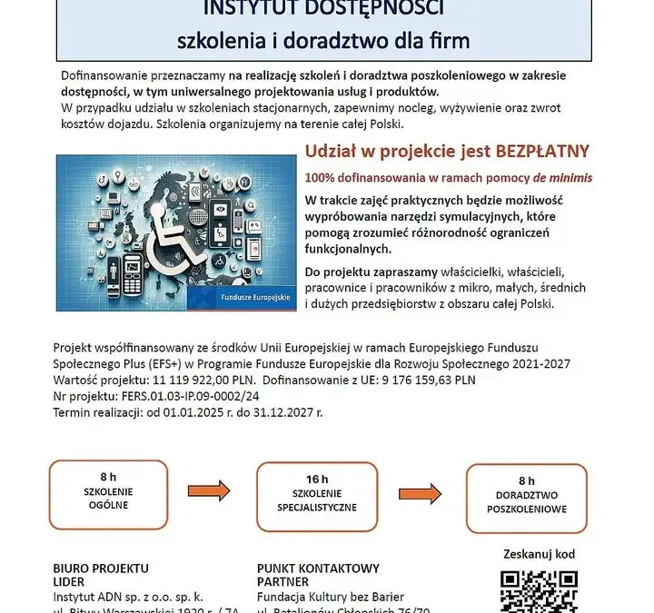 Instytut Dostępności: szkolenia i doradztwo dla firm z zakresu dostępności
