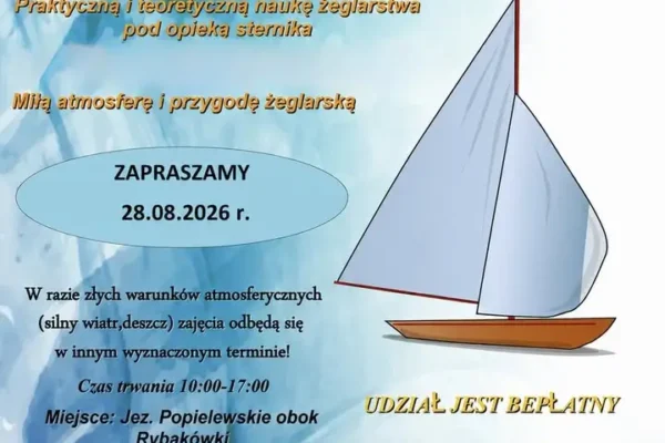 Bezpłatne zajęcia żeglarskie nad Jeziorem Popielewskim w Trzemesznie – 28 sierpnia