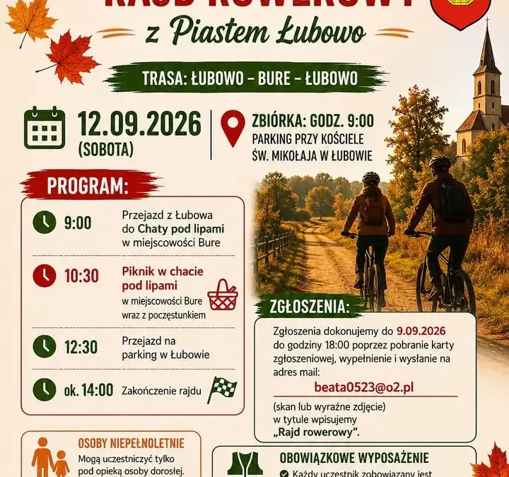 XVIII Jesienny Rajd Rowerowy w Łubowie – zapisy trwają