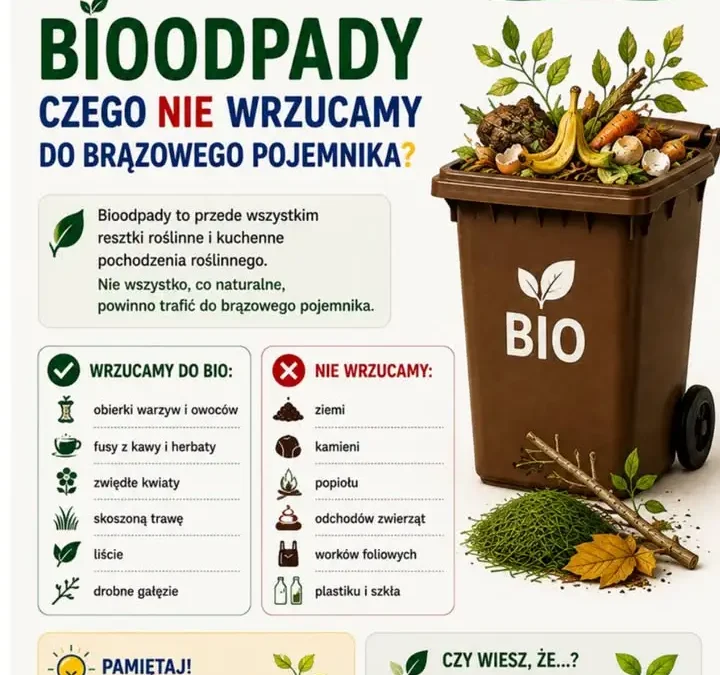 Bioodpady pod lupą – czego nie wolno wrzucać do brązowego pojemnika w Gminie Łubowo