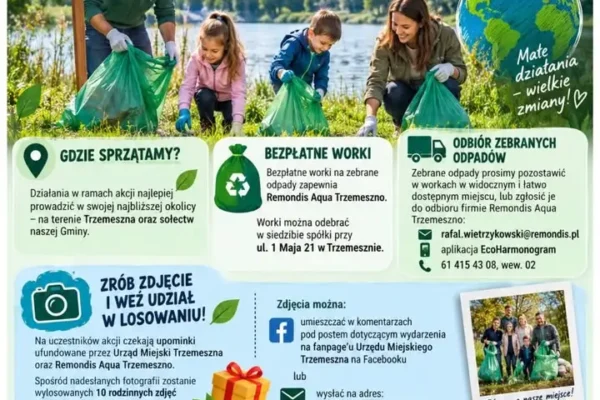 Trzemeszno zaprasza do Akcji Sprzątania Świata 2026 – worki, odbiór odpadów i losowanie nagród