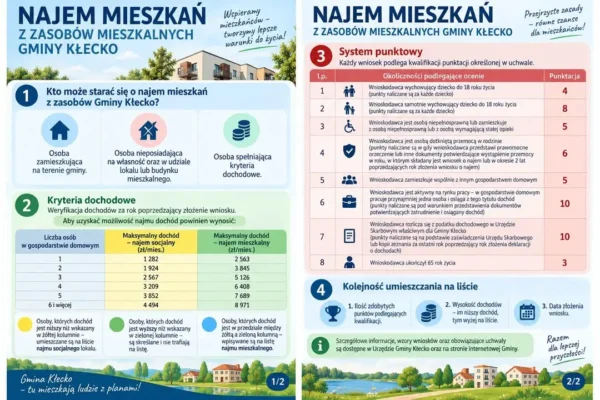 Gmina Kłecko ogłasza listy osób zakwalifikowanych do najmu lokali