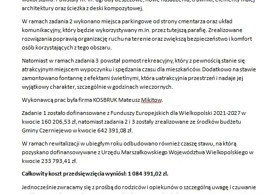 Żydowo: zakończono budowę terenu rekreacyjnego nad stawem