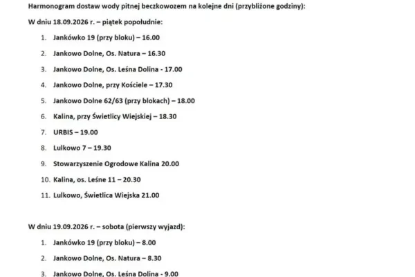 Gniezno: woda w strefie Jankówko nadal niezdatna do spożycia. Beczkowozy kursują przez weekend