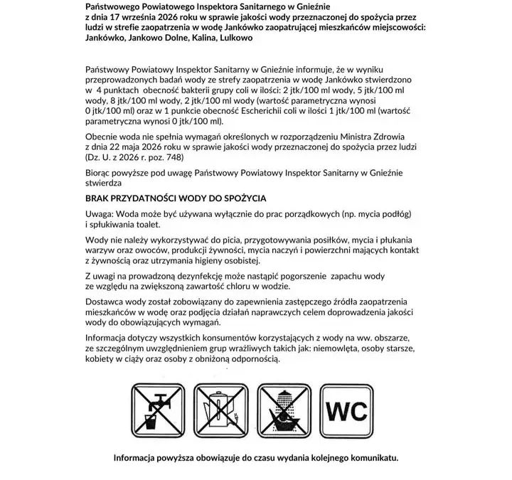 Bakterie coli w wodociągu. Mieszkańcy trzech sołectw bez wody pitnej