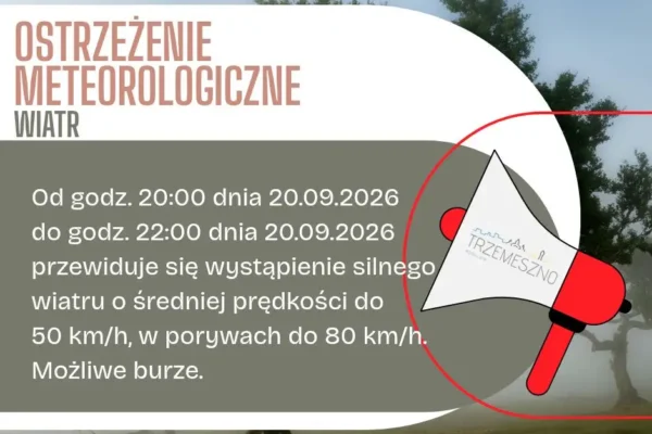 Ostrzeżenie IMGW: silny wiatr nad gminą Trzemeszno w niedzielny wieczór