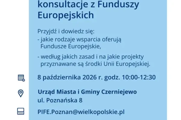 Mobilne Punkty Informacyjne Funduszy Europejskich w Czerniejewie – bezpłatne konsultacje 8 października