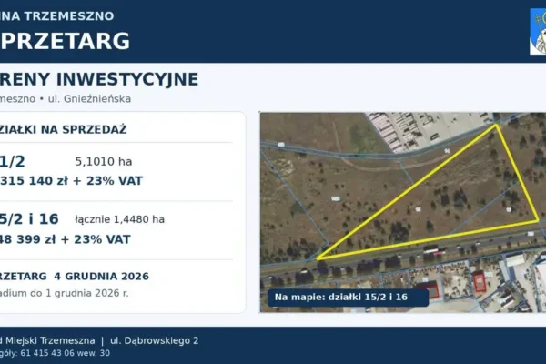 Trzemeszno ponownie wystawia działki inwestycyjne. Drugi przetarg już w grudniu