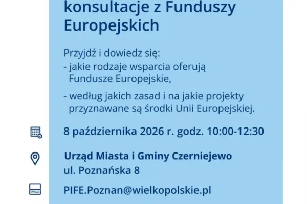 Mobilne Punkty Informacyjne Funduszy Europejskich w Czerniejewie – bezpłatne konsultacje 8 października 2026