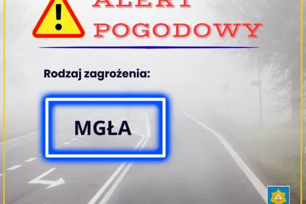 Gęsta mgła nad powiatem gnieźnieńskim – IMGW ostrzega kierowców i pieszych