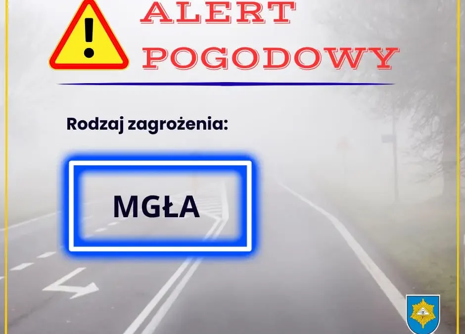 Gęsta mgła nad powiatem gnieźnieńskim – IMGW ostrzega kierowców i pieszych