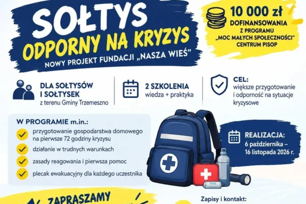 Sołtysi z Gminy Trzemeszno nauczą się reagować w kryzysie. Rusza projekt „Sołtys odporny na kryzys”