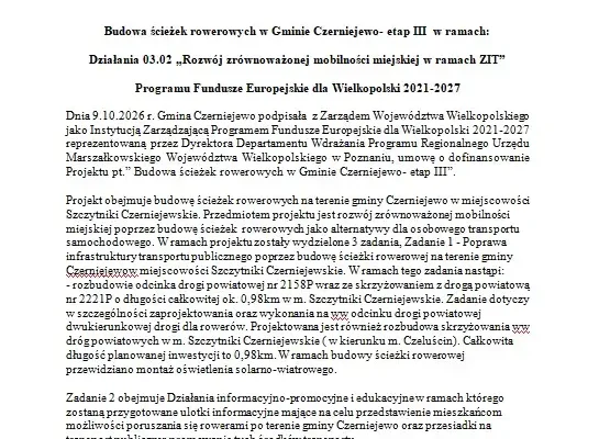 Gmina Czerniejewo pozyskała unijne wsparcie na trzeci etap ścieżek rowerowych