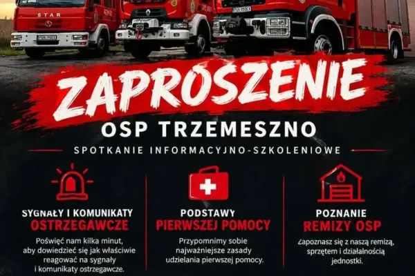 Trzemeszno: otwarte spotkanie szkoleniowe w remizie OSP już w sobotę