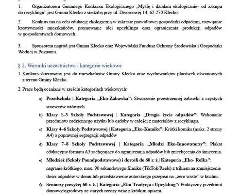 Gmina Kłecko zaprasza do udziału w konkursie ekologicznym – nagrody i terminy