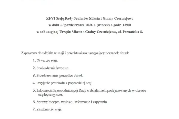 Rada Seniorów Czerniejewa zwołuje sesję na 27 października