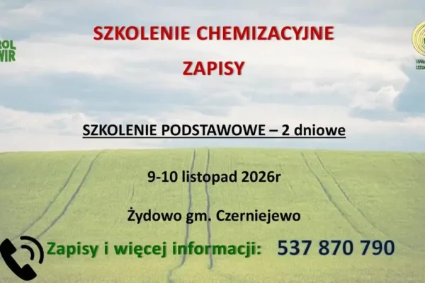 Szkolenie chemizacyjne dla rolników w Żydowie – zapisy trwają