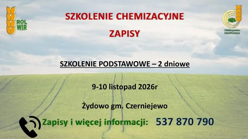 Szkolenie chemizacyjne dla rolników w Żydowie – zapisy trwają