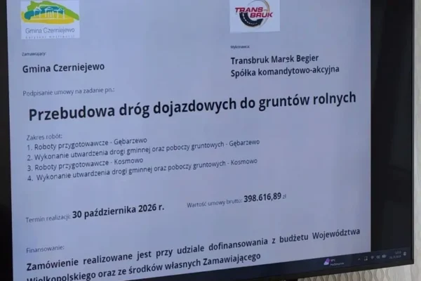 Gmina Czerniejewo buduje drogi dojazdowe do pól w Kosmowie i Gębarzewie